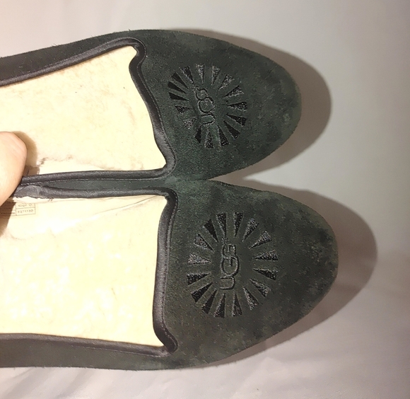 UGG Australia Alloway Black Slip On Flats Size 7 Slipper Monogram Toe Detail - Picture 7 of 11